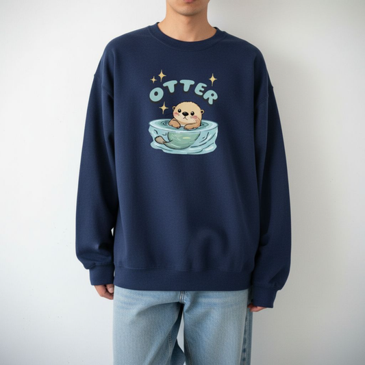 Sea Otter Graphic Crewneck Sweatshirt | Cute Animal Gift