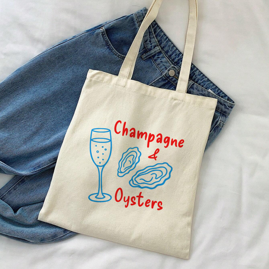 Champagne And Oysters Doodle Tote Bag