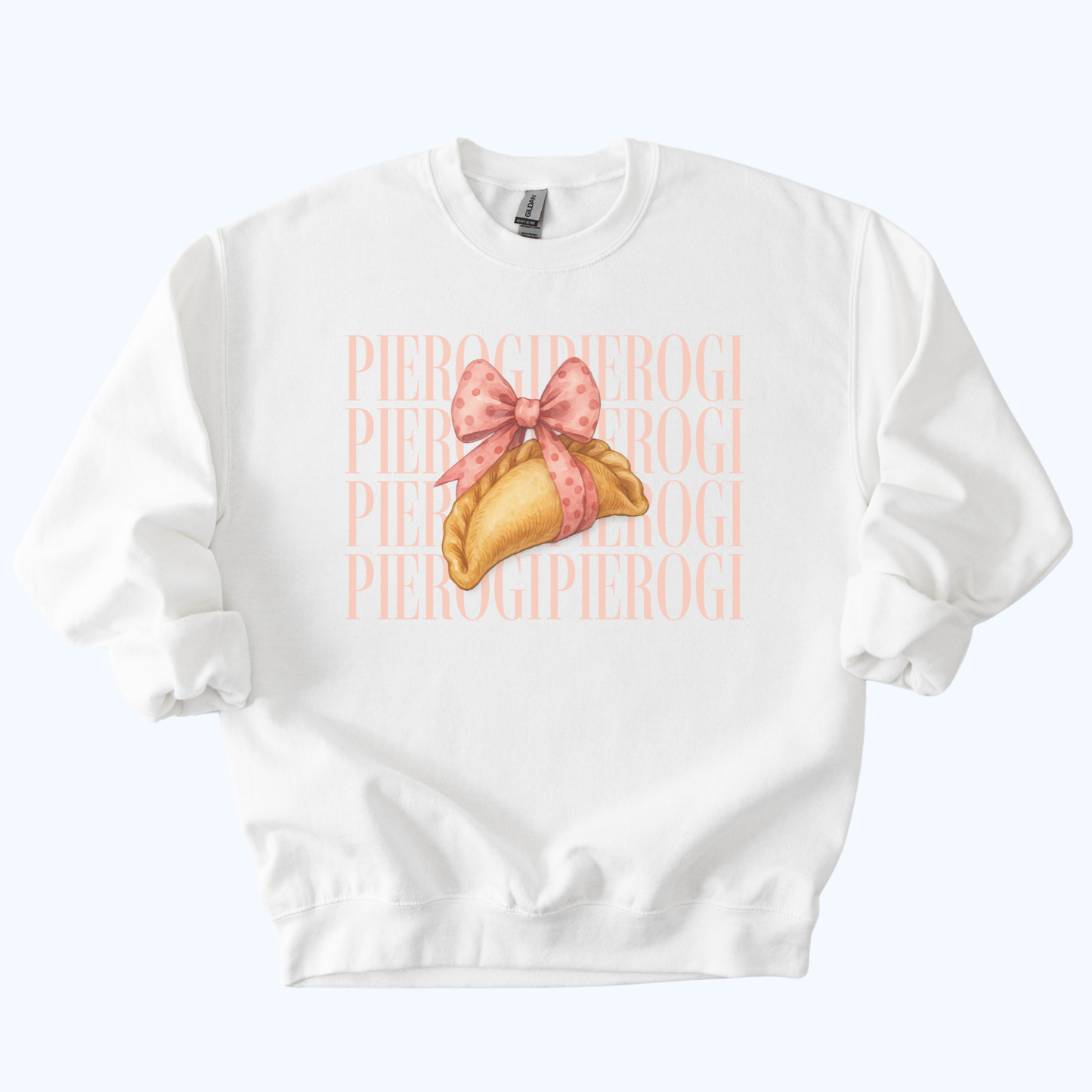 white Pierogi Coquette Sweatshirt | Fall Host Gift & Comfort Food Crewneck