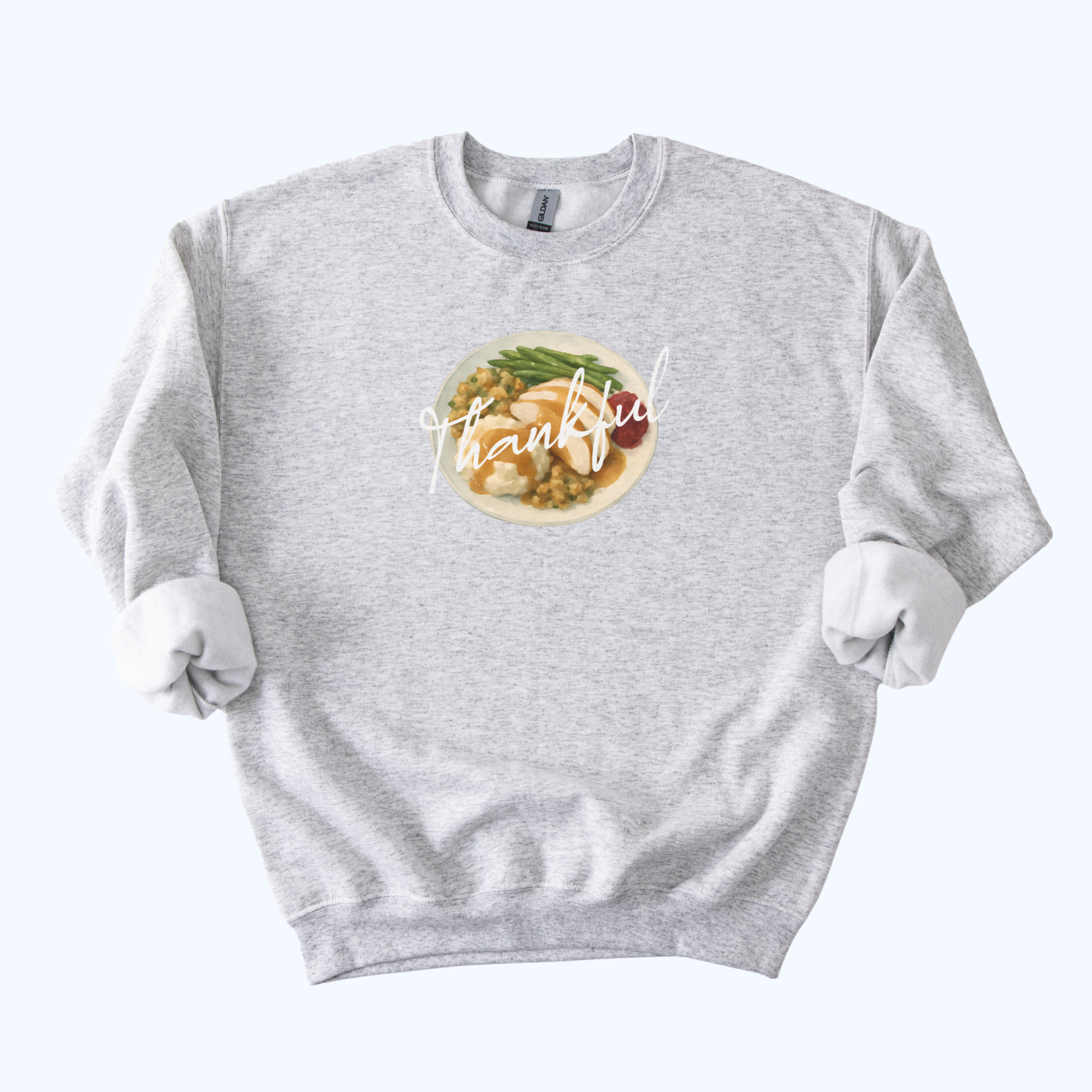 ash grey Thankful Host Sweatshirt | “Thankful” Fall Crewneck Gift
