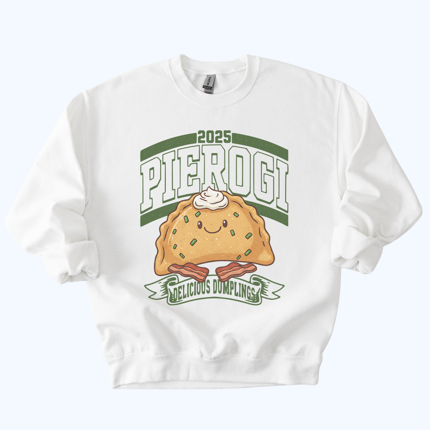 white 2025 Pierogi vintage football style sweatshirt