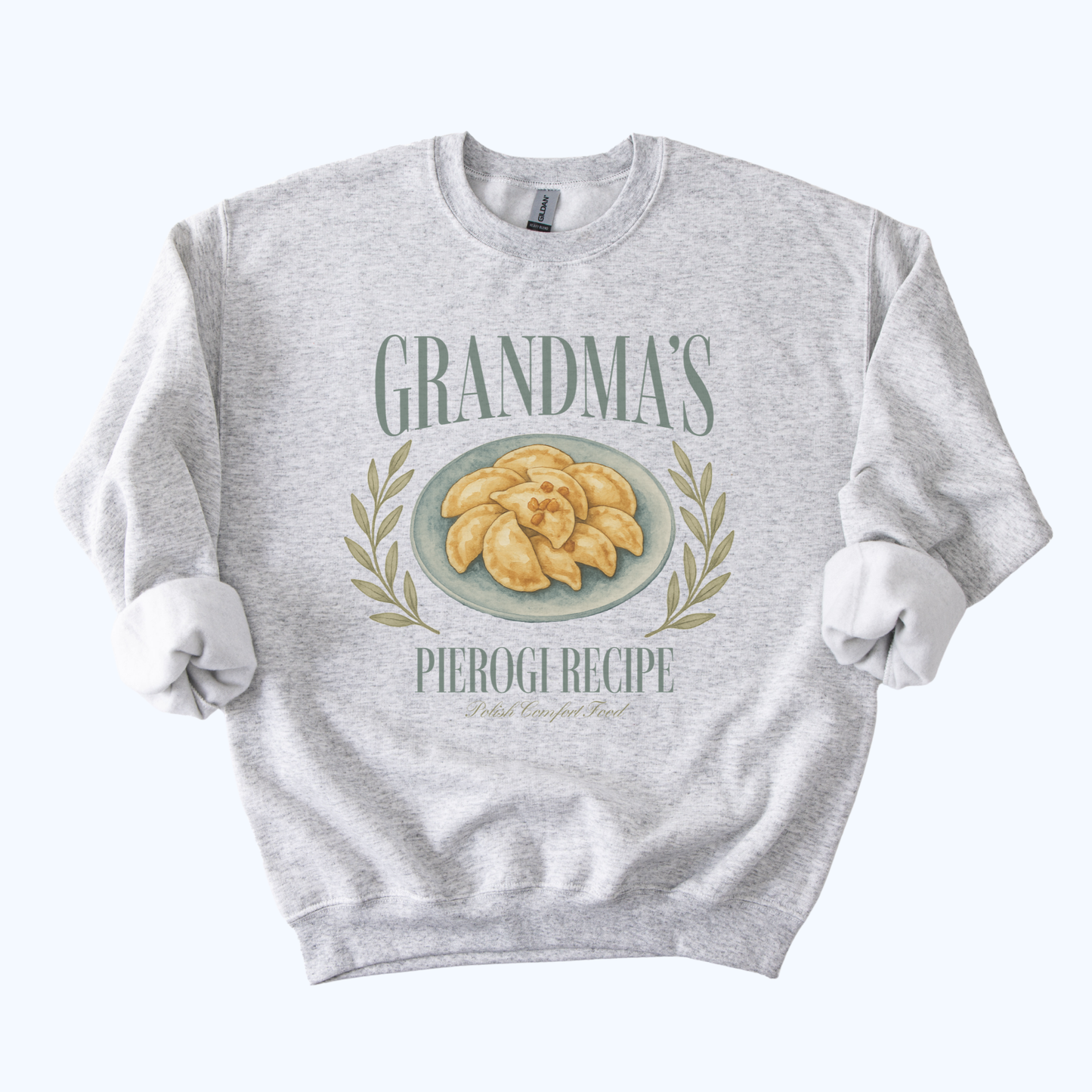 ash grey Grandma’s Pierogi Recipe Sweatshirt | Polish Comfort Food Crewneck