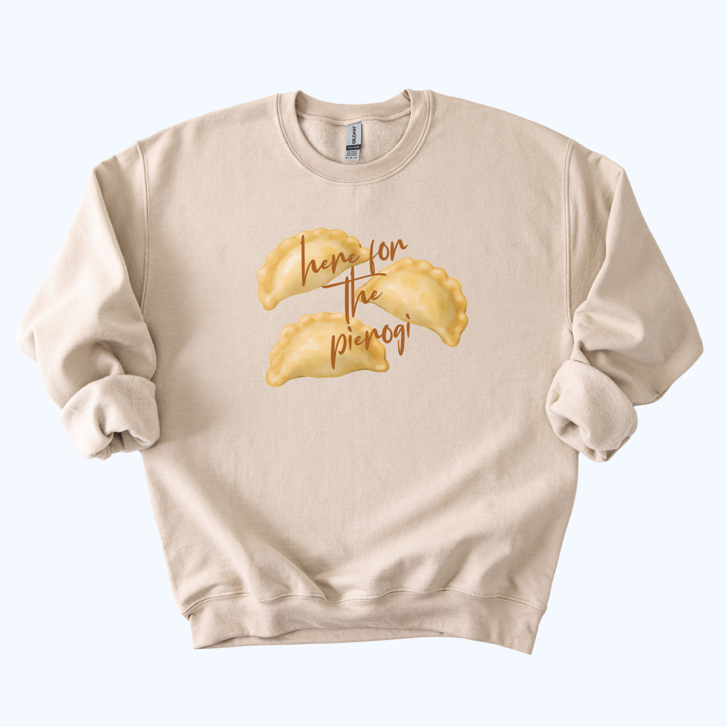 sand beige Here for the Pierogi Script Sweatshirt