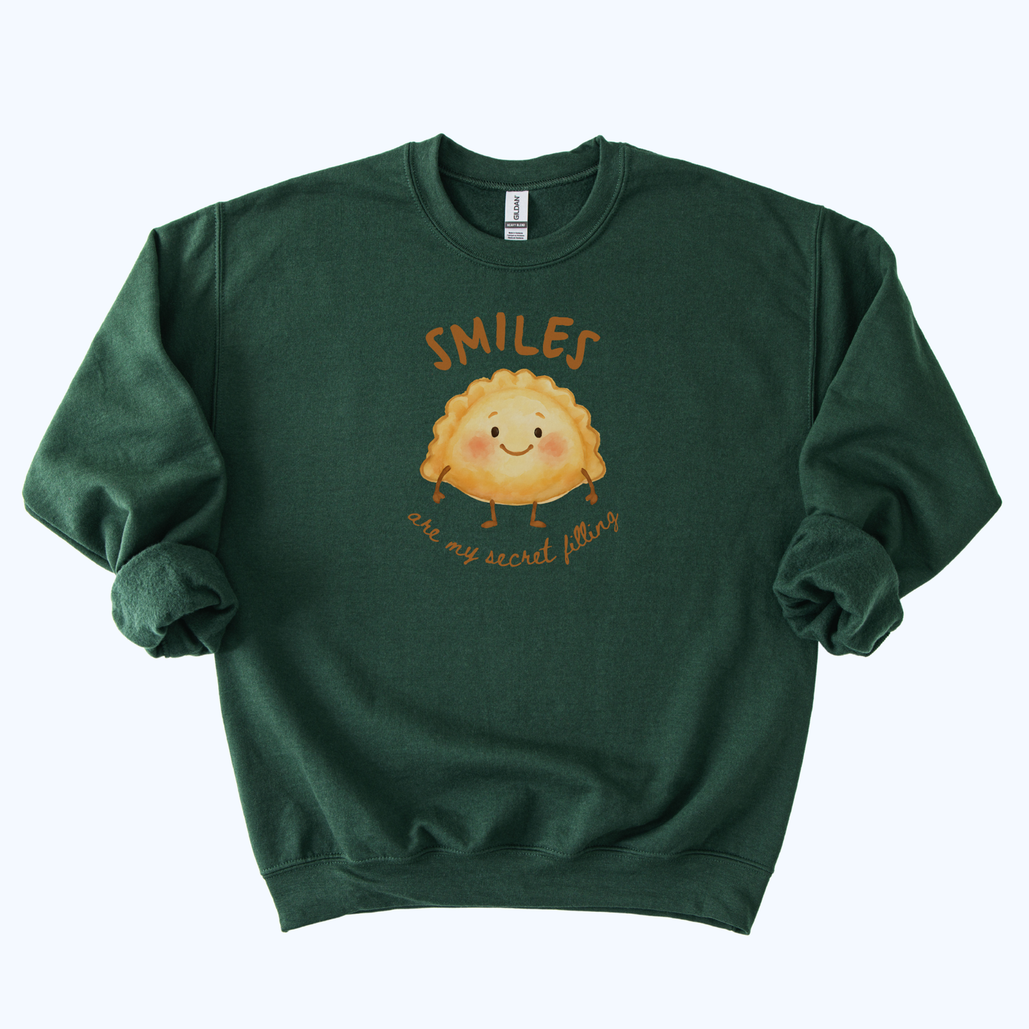 forest green Smiles Are My Secret Filling Pierogi Sweatshirt