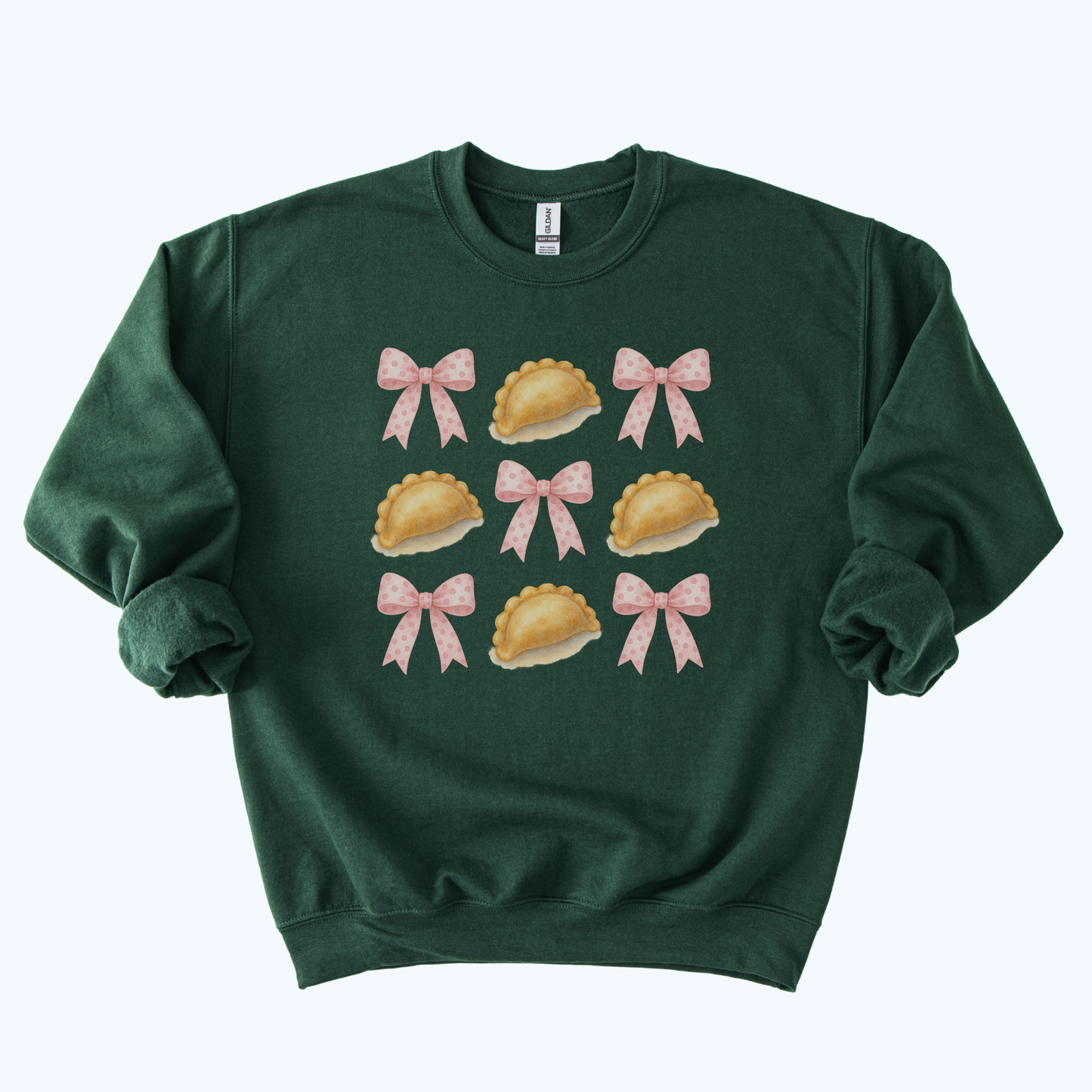 forest green Pierogi Coquette Bow Sweatshirt | Girly Foodie Gift & Farewell Crewneck