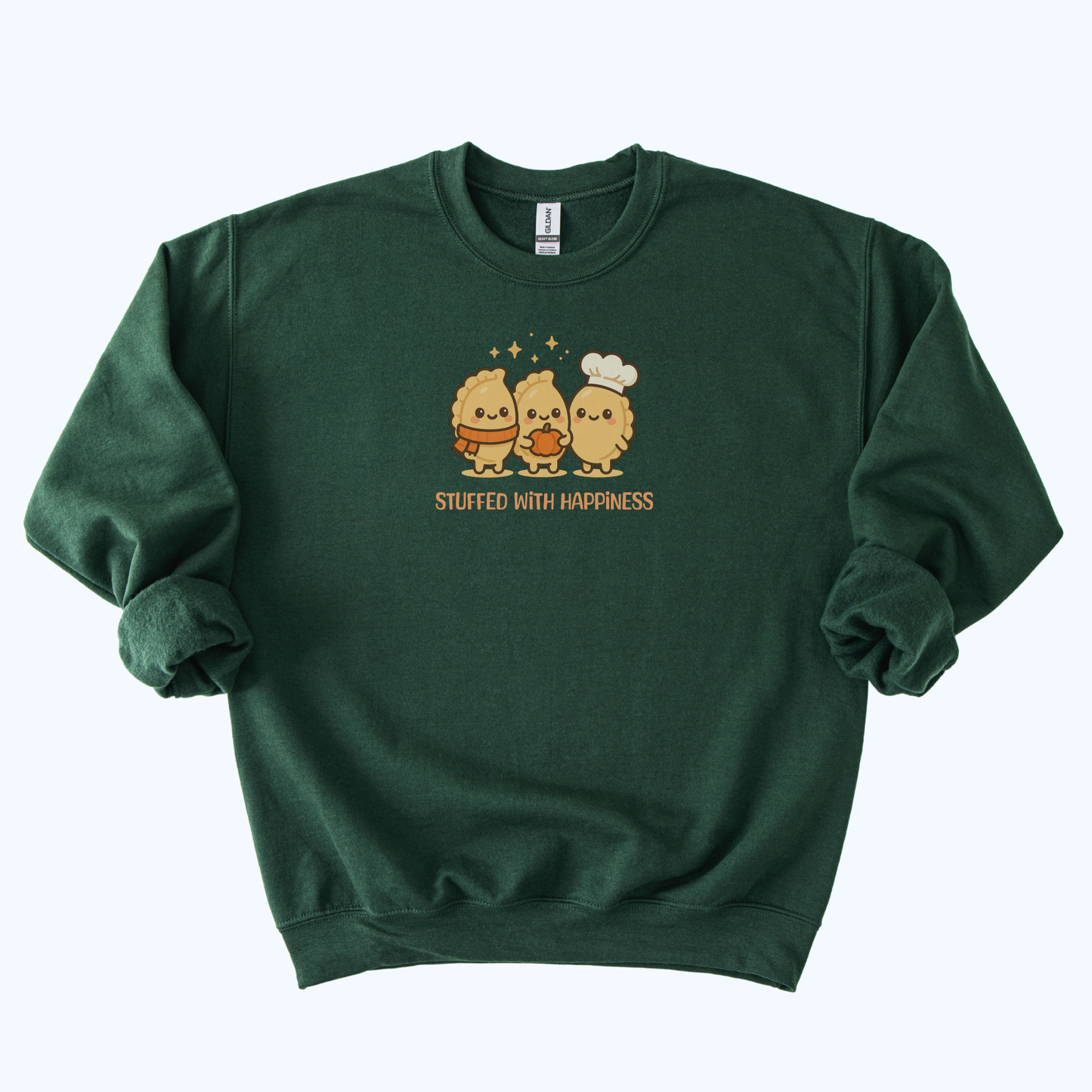 forest green “Stuffed With Happiness” Pierogi Sweatshirt | Fall Host Gift Crewneck
