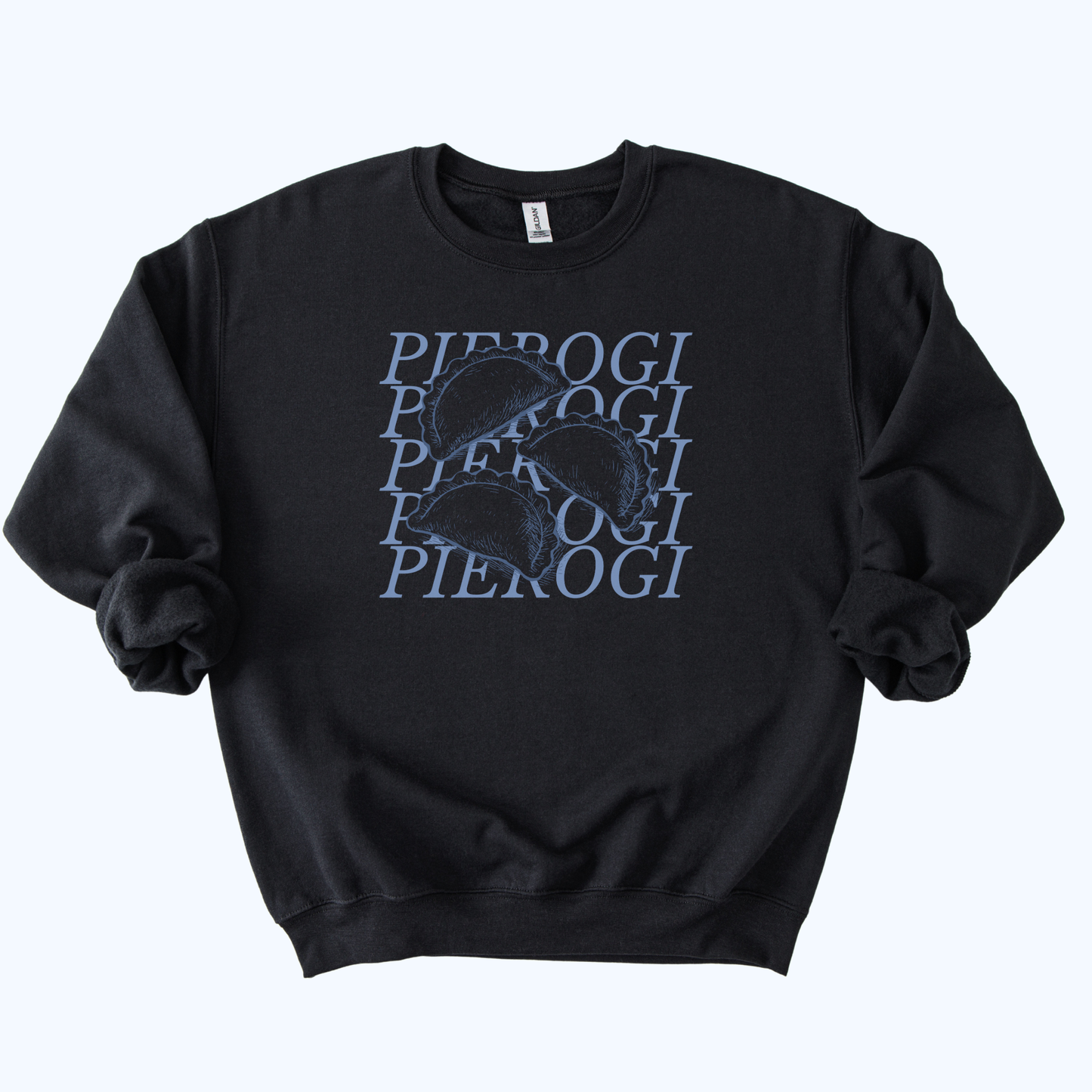 Pierogi Stacked Text Crewneck Sweatshirt | Polish Dumpling