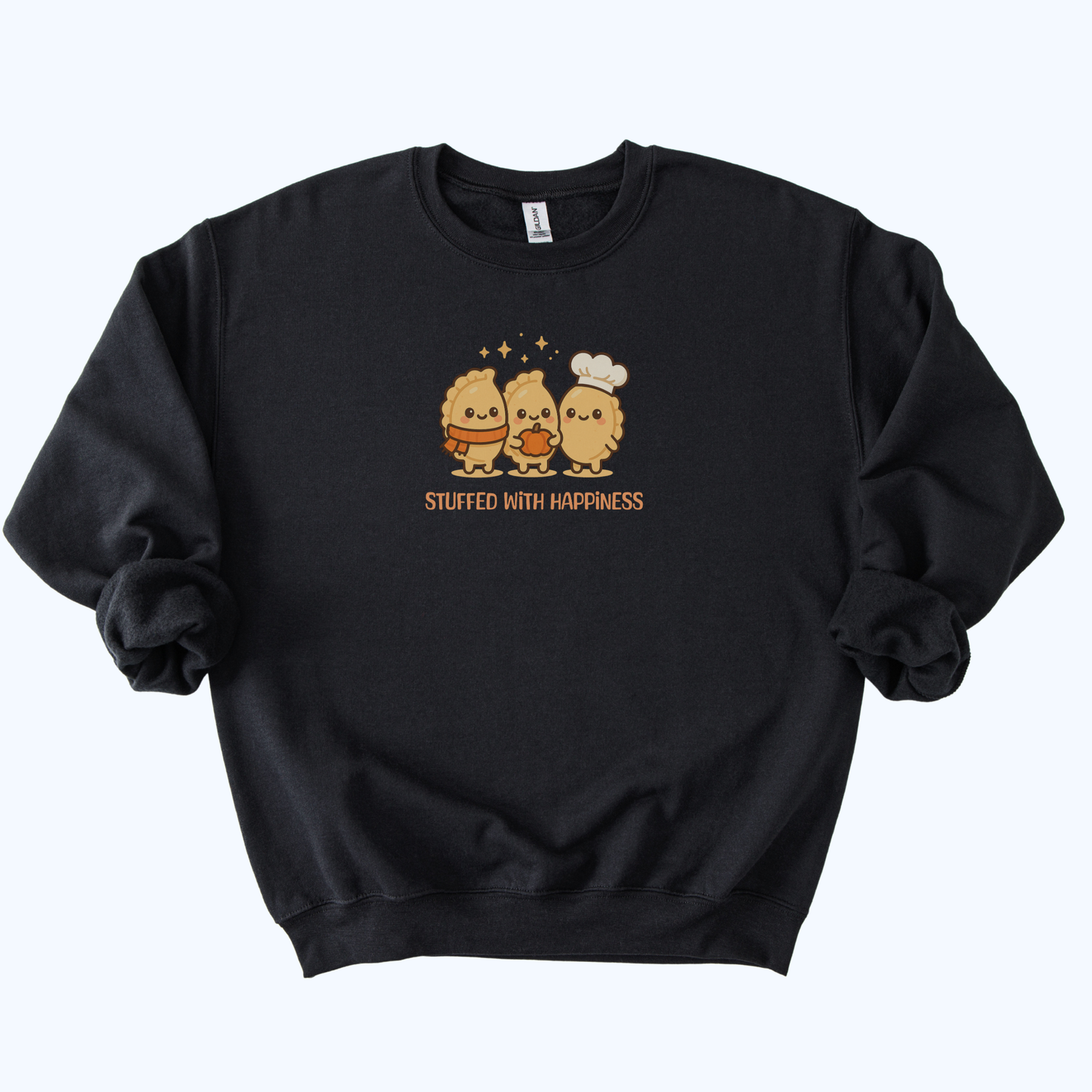 black “Stuffed With Happiness” Pierogi Sweatshirt | Fall Host Gift Crewneck