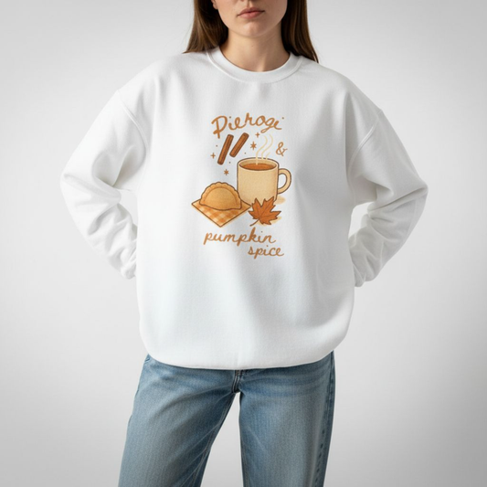 Pierogi & Pumpkin Spice Sweatshirt | Cozy Fall Foodie Crewneck