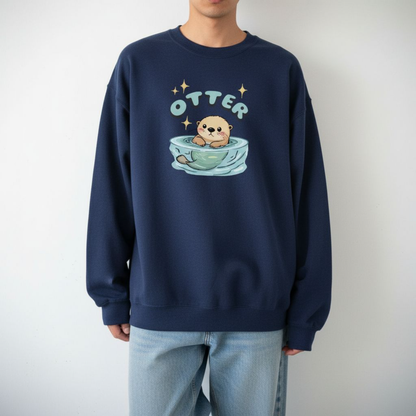 Sea Otter Graphic Crewneck Sweatshirt | Cute Animal Gift
