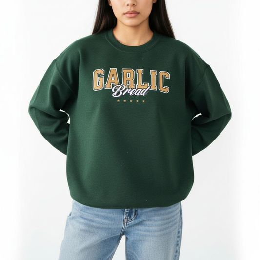 Garlic Bread Varsity Crewneck Sweatshirt | Foodie Gift