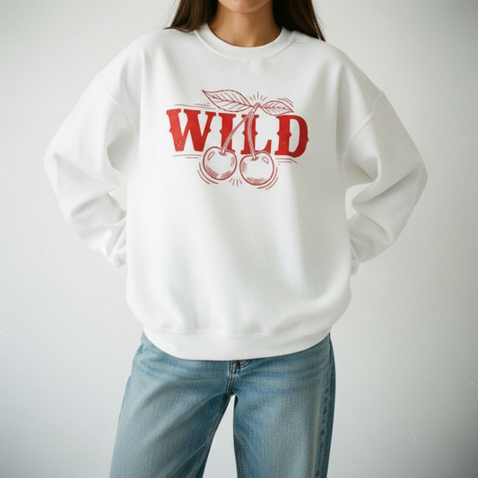 Wild Cherry Sweatshirt | Retro Fruit Graphic Crewneck
