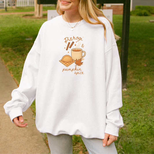 white Pierogi and Pumpkin Spice Sweatshirt