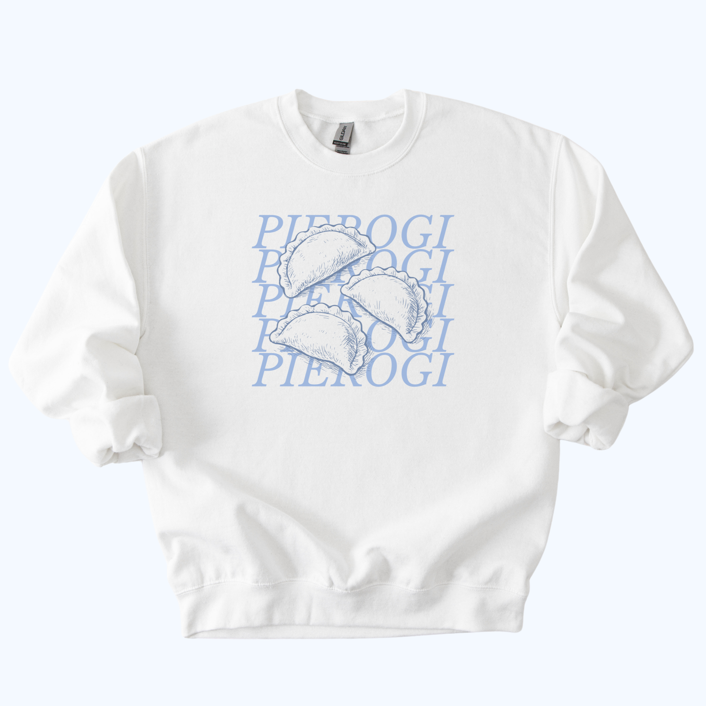 Pierogi Stacked Text Crewneck Sweatshirt | Polish Dumpling