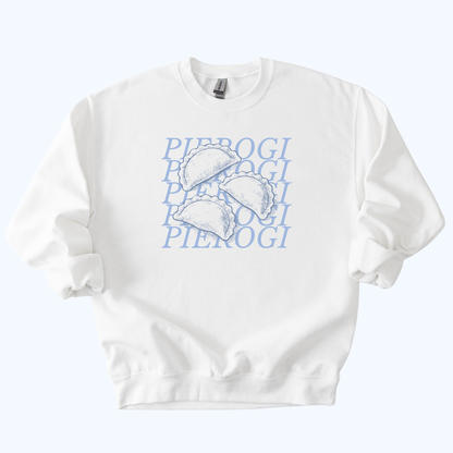 Pierogi Stacked Text Crewneck Sweatshirt | Polish Dumpling
