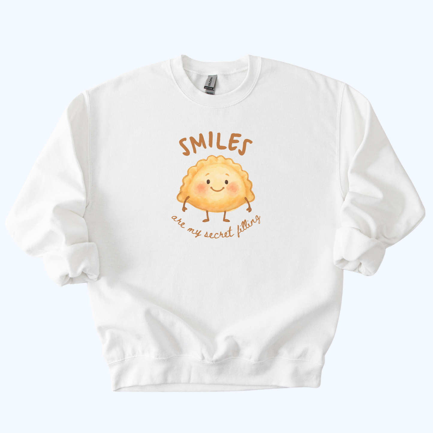 white Smiles Are My Secret Filling Pierogi Sweatshirt