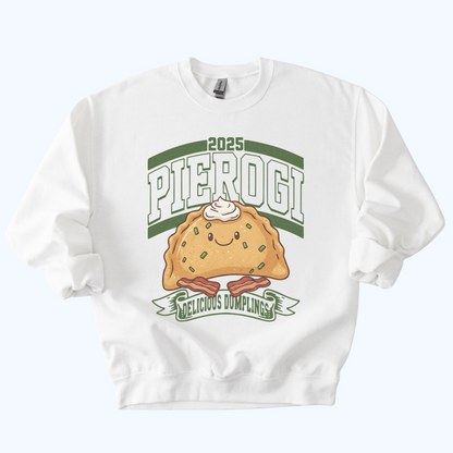 white 2025 Pierogi vintage football style sweatshirt