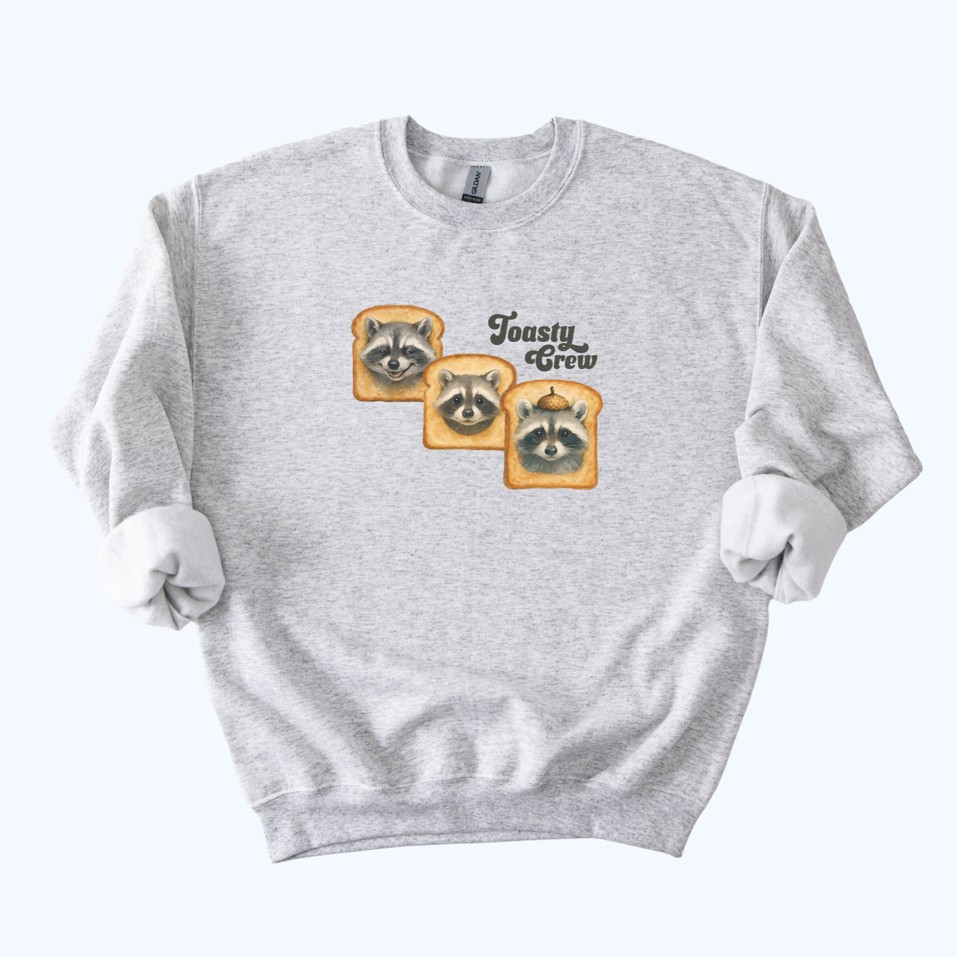 ash grey Toasty Crew Raccoon Sweatshirt | Cozy Animal + Toast Crewneck