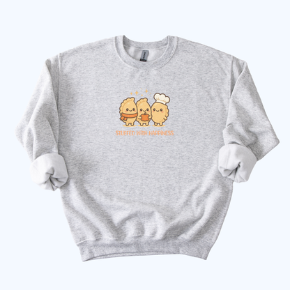 ash grey “Stuffed With Happiness” Pierogi Sweatshirt | Fall Host Gift Crewneck