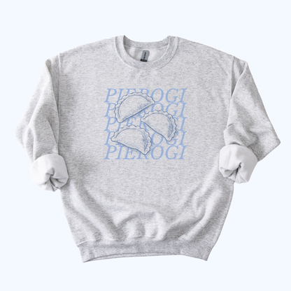 Pierogi Stacked Text Crewneck Sweatshirt | Polish Dumpling