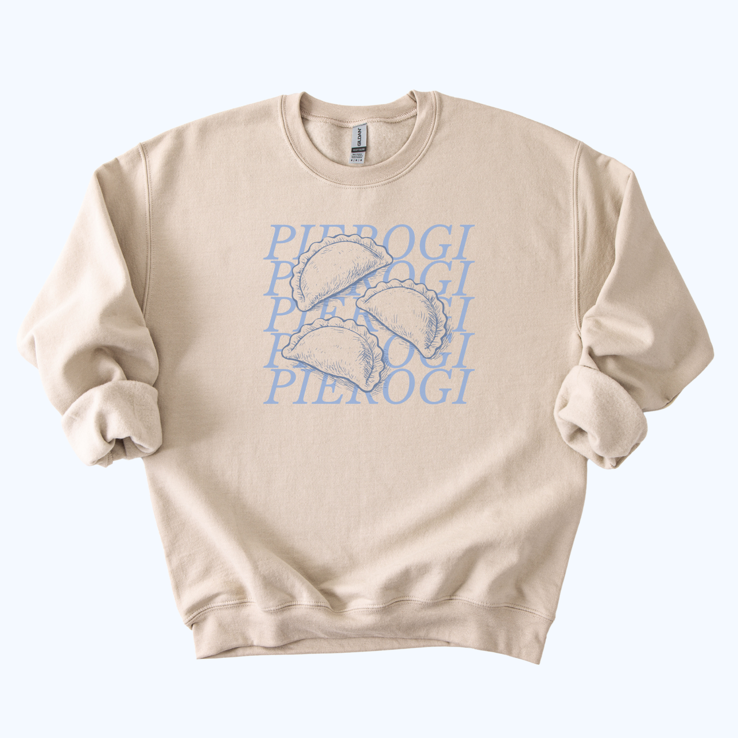 Pierogi Stacked Text Crewneck Sweatshirt | Polish Dumpling
