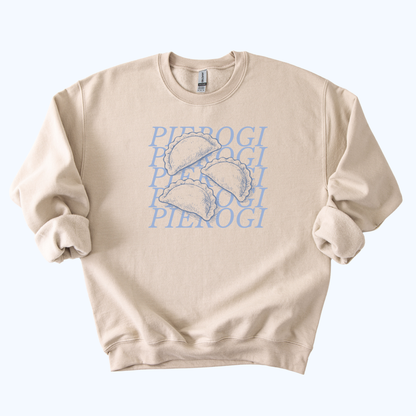 Pierogi Stacked Text Crewneck Sweatshirt | Polish Dumpling
