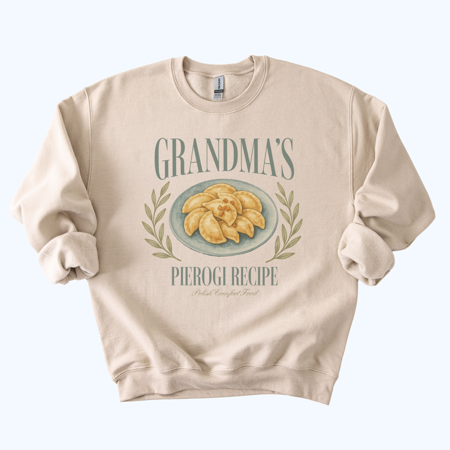 sand beige Grandma’s Pierogi Recipe Sweatshirt | Polish Comfort Food Crewneck