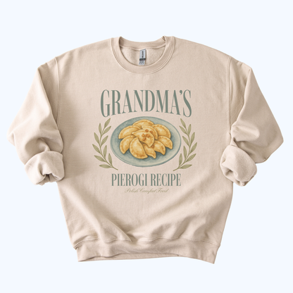 sand beige Grandma’s Pierogi Recipe Sweatshirt | Polish Comfort Food Crewneck