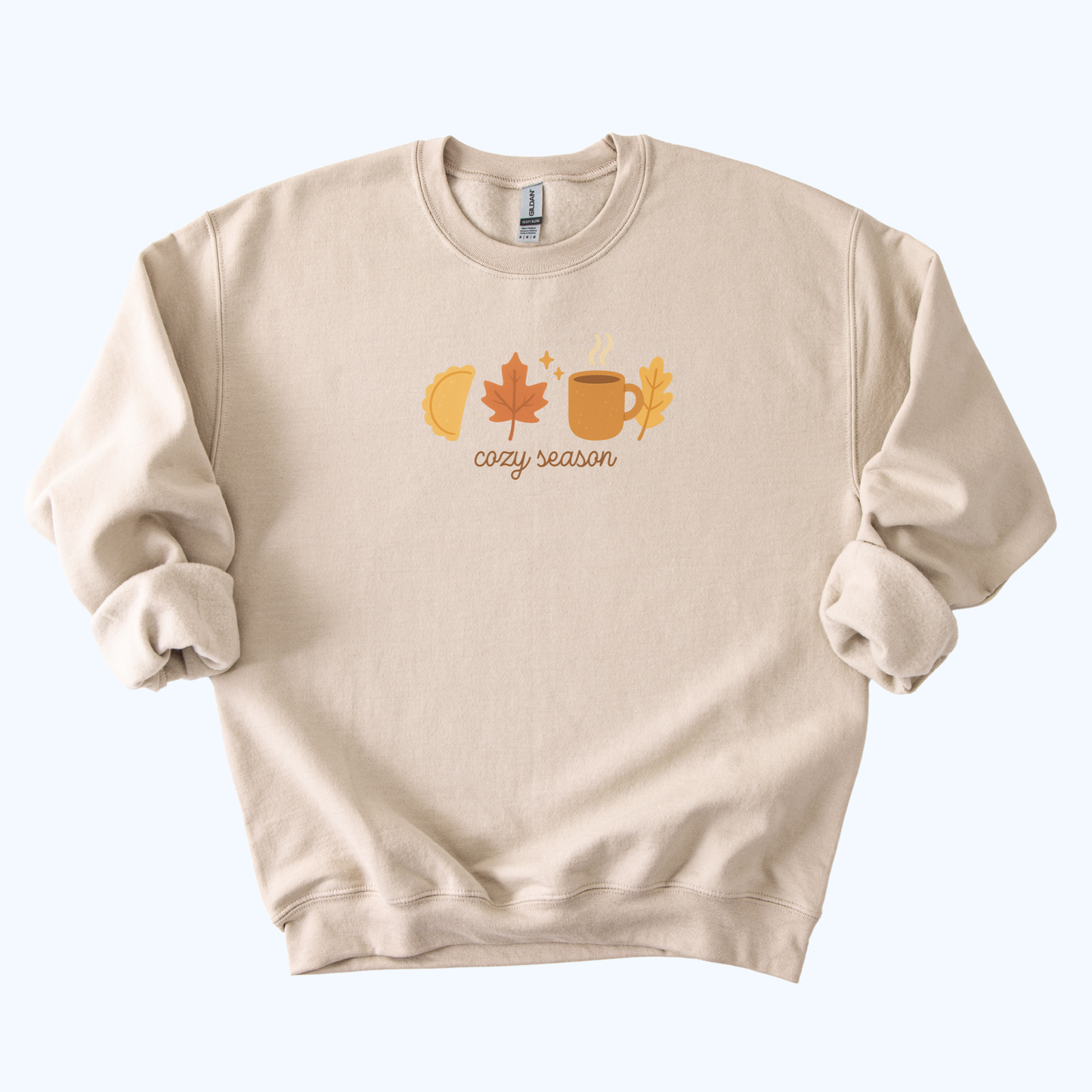 sand beige Pierogi & Pumpkin Spice Crewneck | Cozy Season Sweatshirt | Host Gift