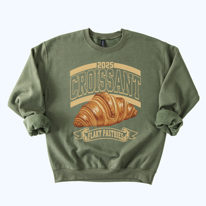 Croissant Varsity Crewneck Sweatshirt | 2025 Flaky Pastries