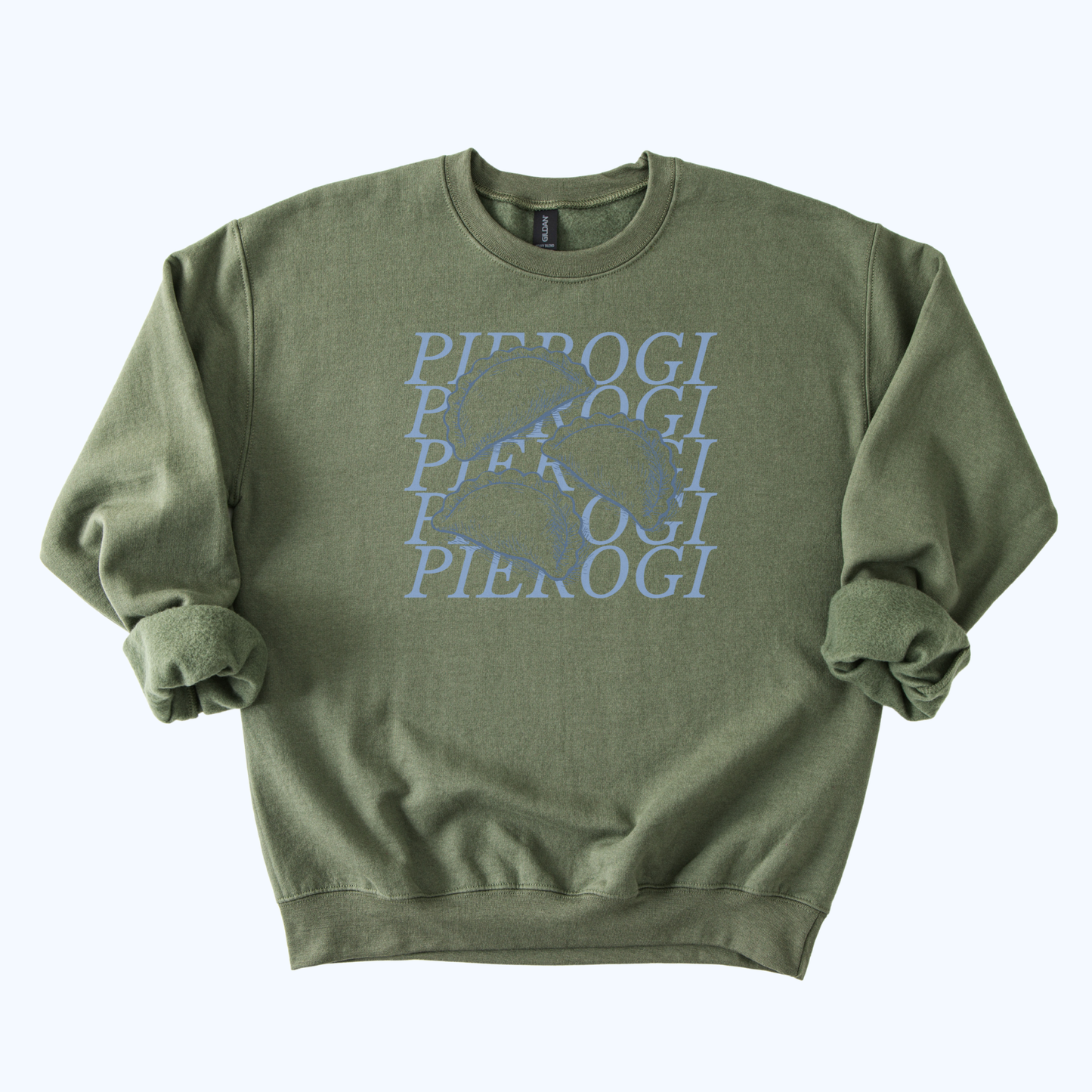 Pierogi Stacked Text Crewneck Sweatshirt | Polish Dumpling