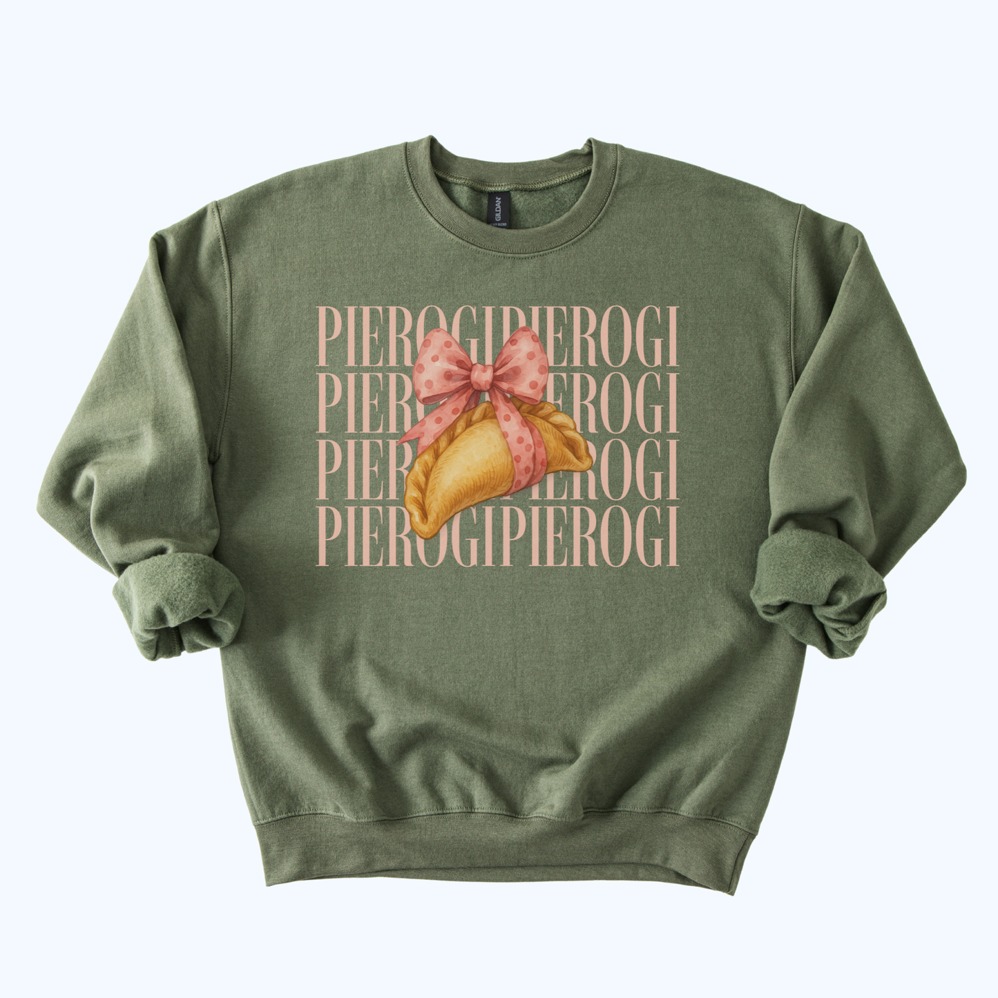 military green Pierogi Coquette Sweatshirt | Fall Host Gift & Comfort Food Crewneck