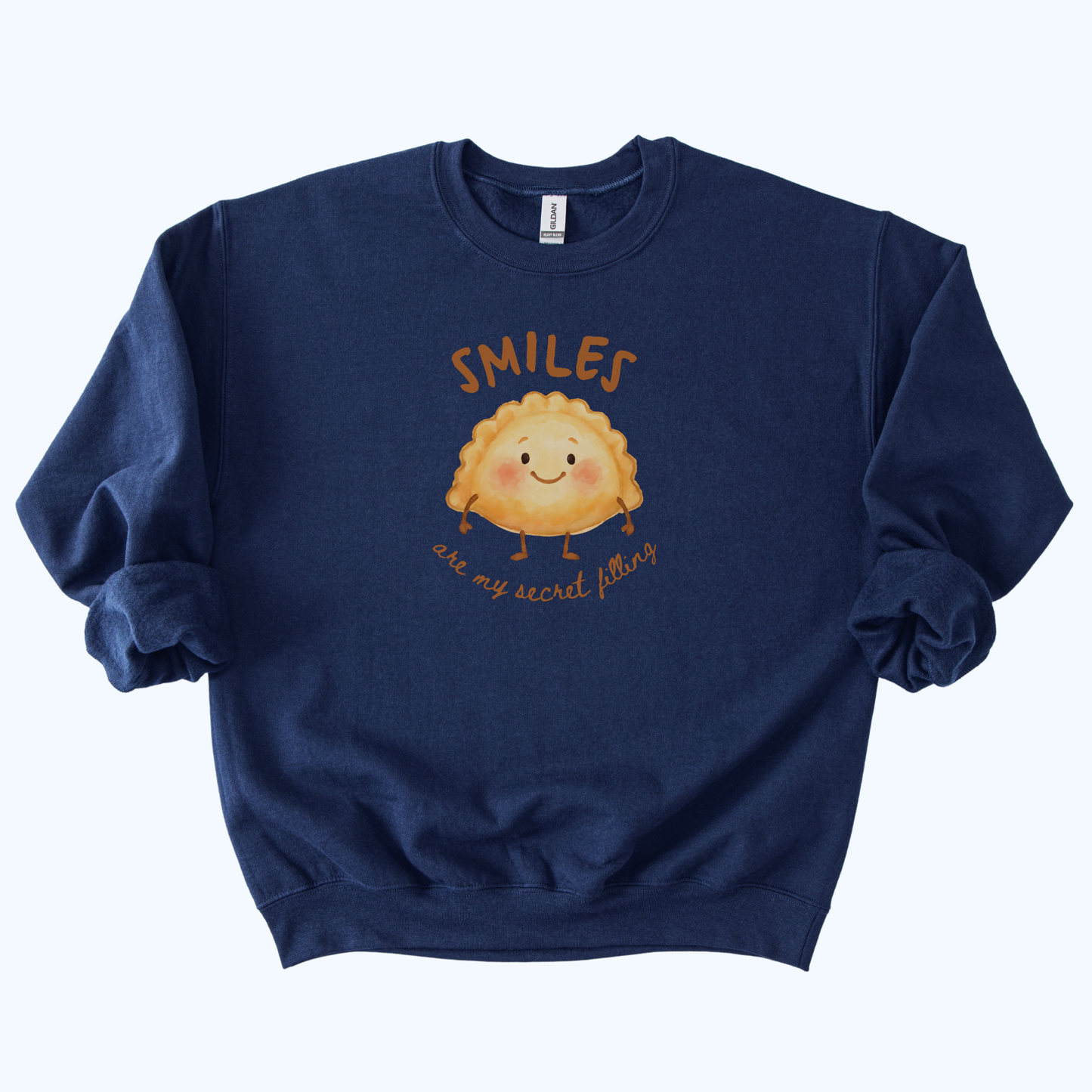 navy blue Smiles Are My Secret Filling Pierogi Sweatshirt