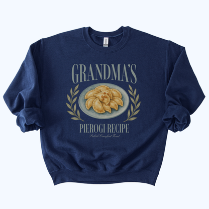 navy blue Grandma’s Pierogi Recipe Sweatshirt | Polish Comfort Food Crewneck