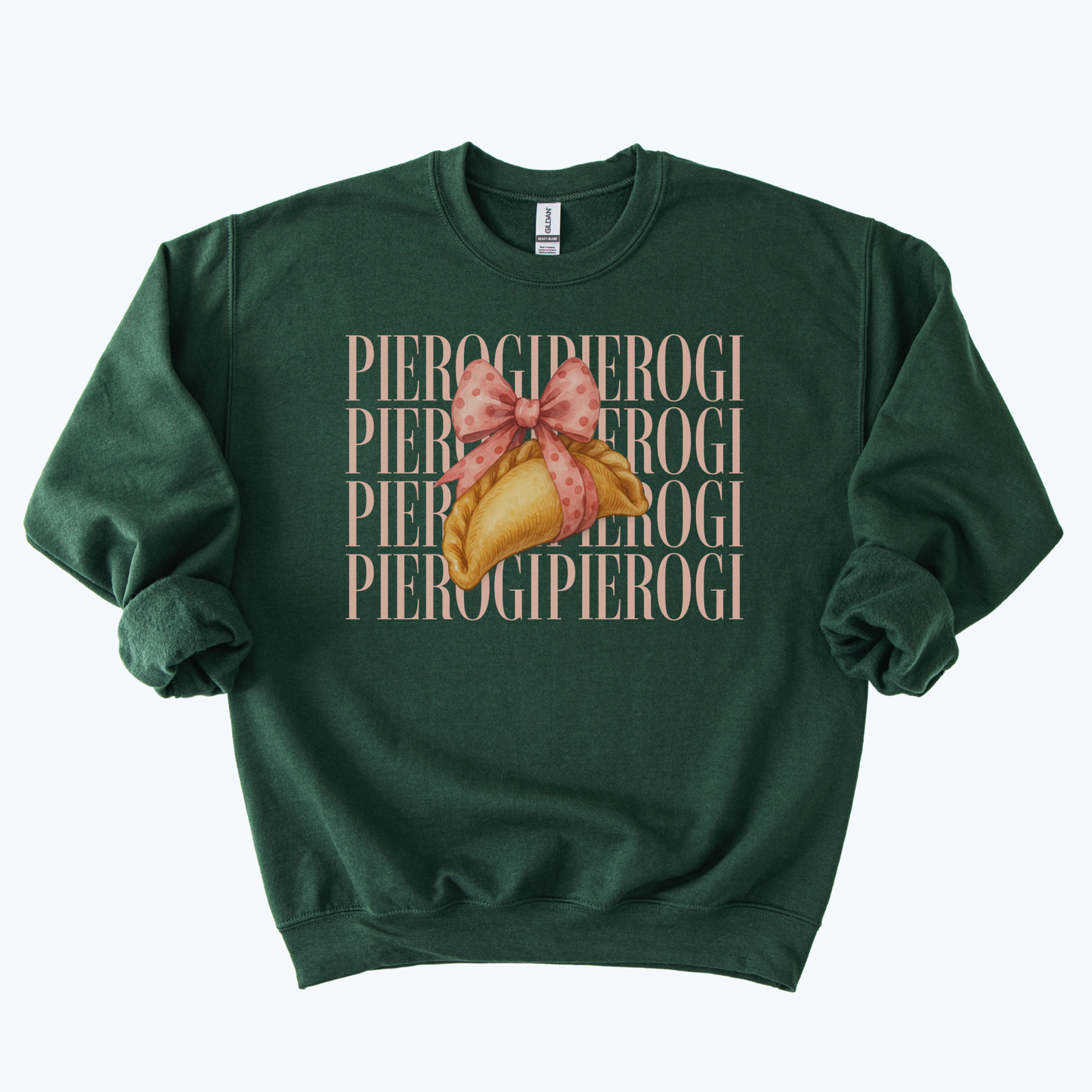 forest green Pierogi Coquette Sweatshirt | Fall Host Gift & Comfort Food Crewneck