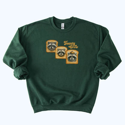 forest green Toasty Crew Raccoon Sweatshirt | Cozy Animal + Toast Crewneck