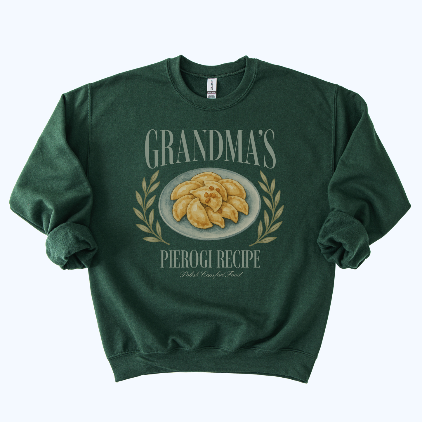 forest green Grandma’s Pierogi Recipe Sweatshirt | Polish Comfort Food Crewneck