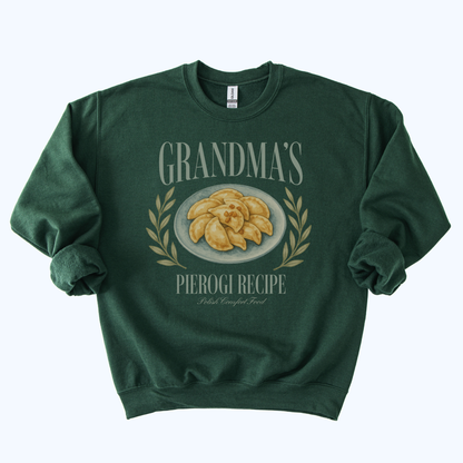 forest green Grandma’s Pierogi Recipe Sweatshirt | Polish Comfort Food Crewneck
