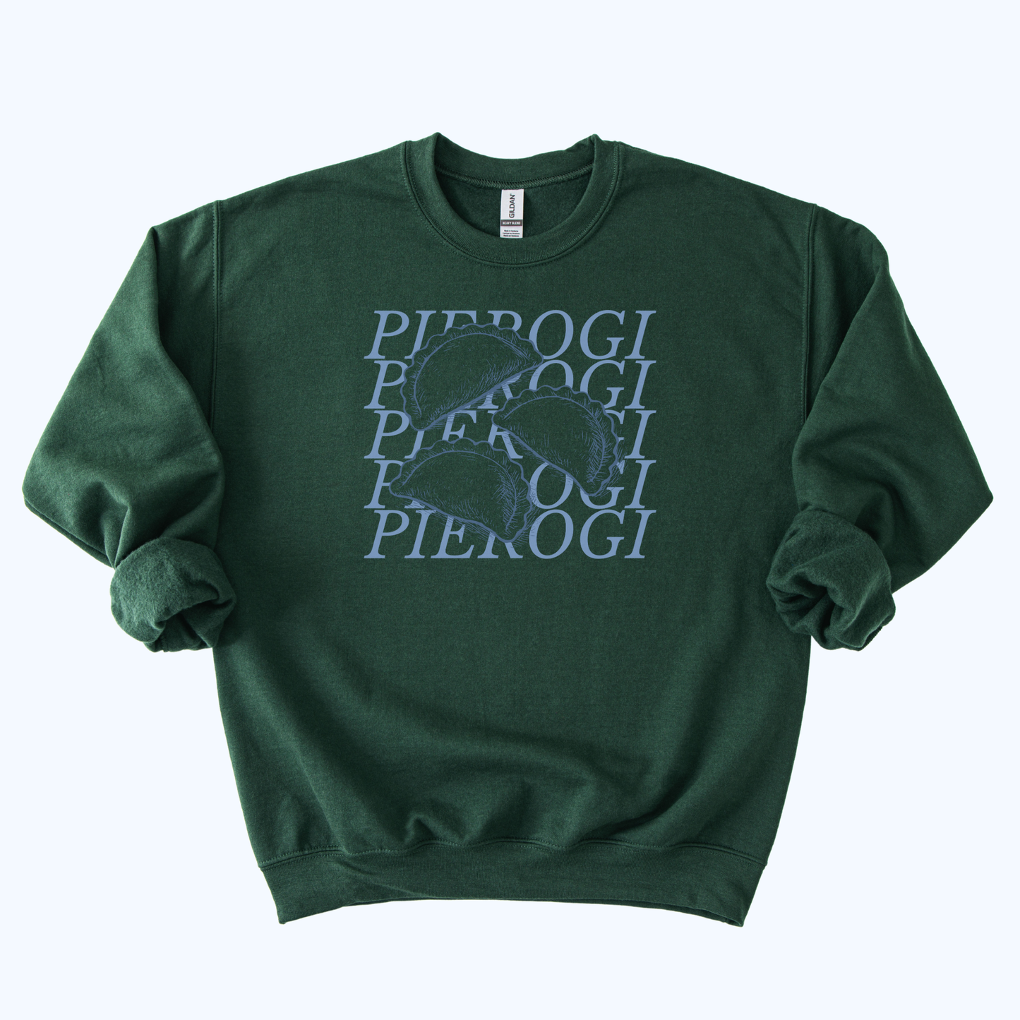 Pierogi Stacked Text Crewneck Sweatshirt | Polish Dumpling