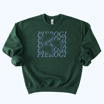Pierogi Stacked Text Crewneck Sweatshirt | Polish Dumpling
