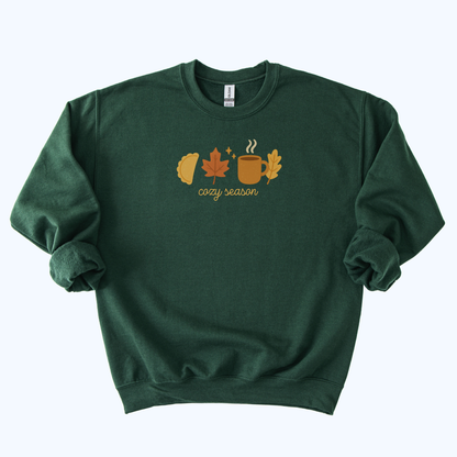 forest green Pierogi & Pumpkin Spice Crewneck | Cozy Season Sweatshirt | Host Gift