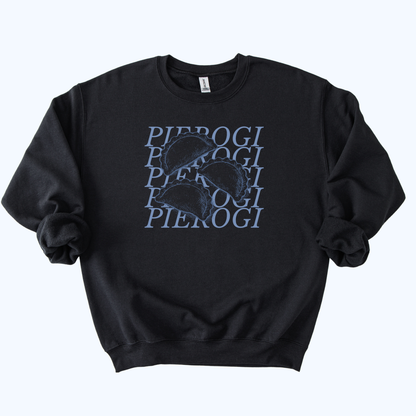 Pierogi Stacked Text Crewneck Sweatshirt | Polish Dumpling