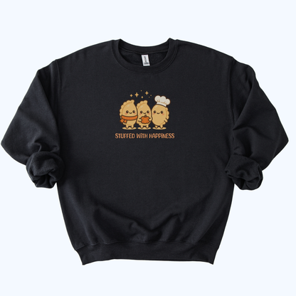 black “Stuffed With Happiness” Pierogi Sweatshirt | Fall Host Gift Crewneck