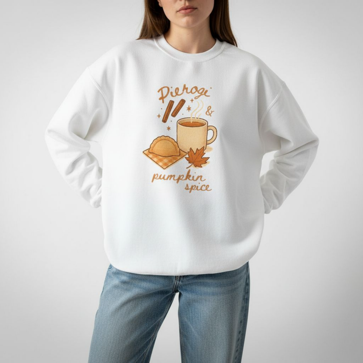 Pierogi & Pumpkin Spice Sweatshirt | Cozy Fall Foodie Crewneck