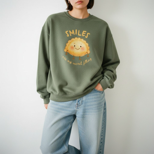 Smiles Are My Secret Filling Sweatshirt | Pierogi Lover Gift